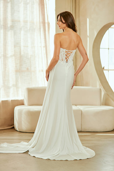 Elegant Lace Embellished Long Bridal Wedding Gown Detailed Design AC2076