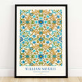 William Morris Ceiling Blue Gold Ochre Tile Floral Vintage Exhibition Framed Art Poster